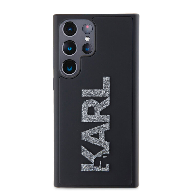 Husa originala Samsung Galaxy S23 Ultra Karl Lagerfeld 3D Design, Rubber Glitter Logo, negru, KLHCS23L3DMBKCK