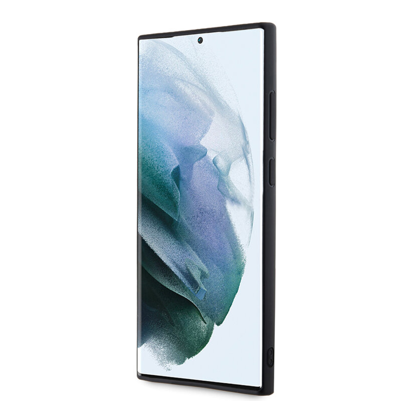 Husa originala Samsung Galaxy S23 Ultra Karl Lagerfeld 3D Design, Rubber Glitter Logo, negru, KLHCS23L3DMBKCK