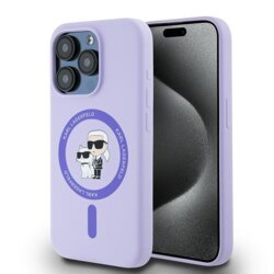 Husa Karl Lagerfeld iPhone 15 Pro Silicone Ring MagSafe, Karl&Choupette, mov, KLHMP15LSCMKCRHU