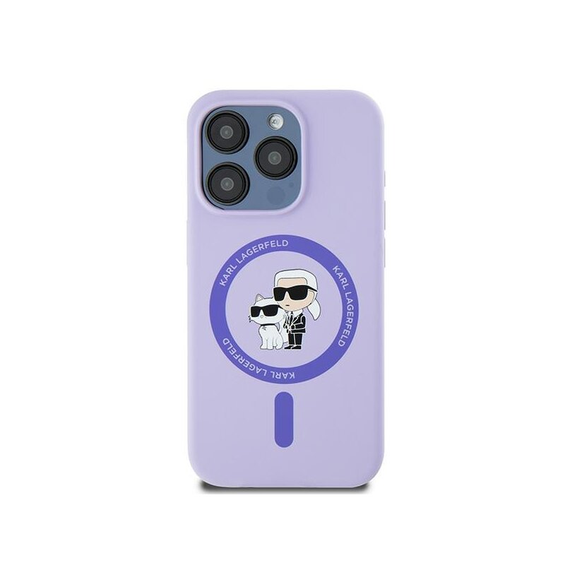Husa Karl Lagerfeld iPhone 15 Pro Silicone Ring MagSafe, Karl&Choupette, mov, KLHMP15LSCMKCRHU