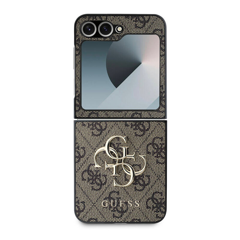 Husa Samsung Galaxy Z Flip6 Guess Leather 4G Metal Logo, maro, GUHCZF64GMGBR