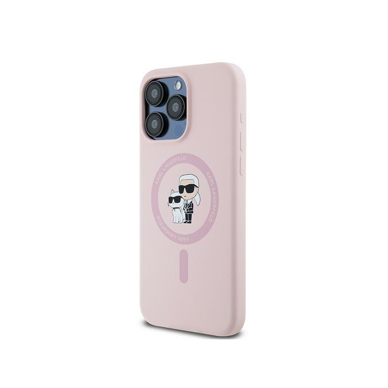 Husa Karl Lagerfeld iPhone 15 Pro Silicone MagSafe, Karl&Choupette, roz, KLHMP15LSCMKCRHP