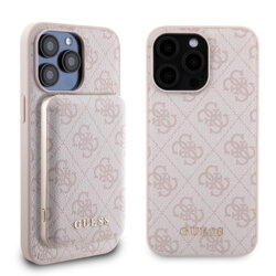 Husa iPhone 15 Pro Max Guess Hardcase Powerbank MagSafe, roz, GUBPM5P15X4GEMGP