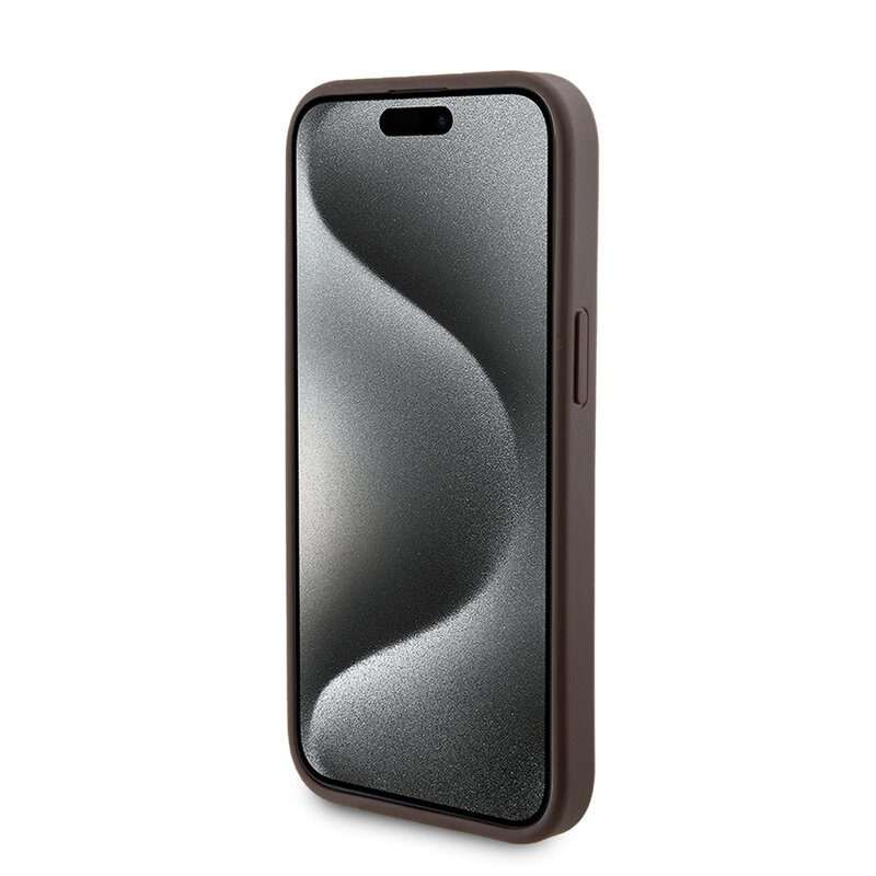Husa iPhone 15 Guess Hardcase Powerbank MagSafe, maro, GUBPM5P15S4GEMGW