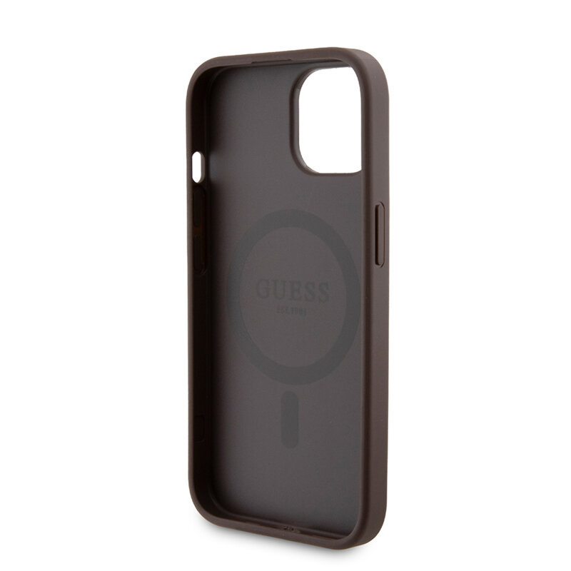 Husa iPhone 15 Guess Hardcase Powerbank MagSafe, maro, GUBPM5P15S4GEMGW