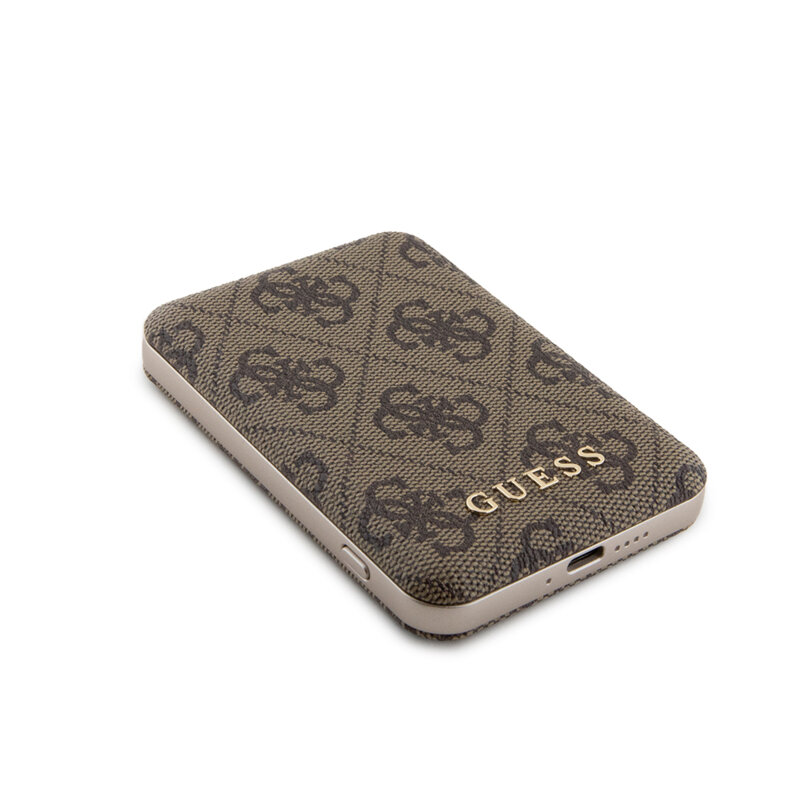 Husa iPhone 15 Guess Hardcase Powerbank MagSafe, maro, GUBPM5P15S4GEMGW