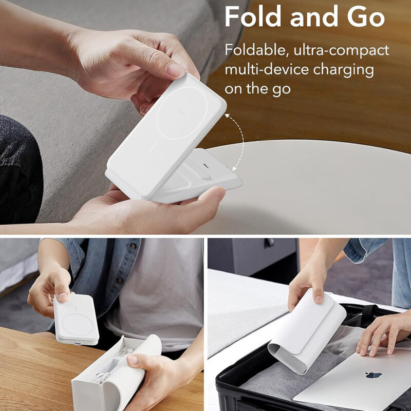 Statie de incarcare 3in1 wireless ESR, Qi2 15W, set, alb