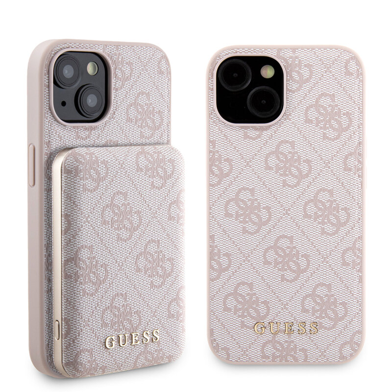 Husa iPhone 15 Guess Hardcase Powerbank MagSafe, roz, GUBPM5P15S4GEMGP