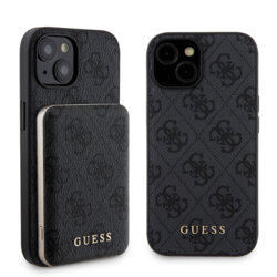 Husa iPhone 15 Guess Hardcase Powerbank MagSafe, negru, GUBPM5P15S4GEMGK