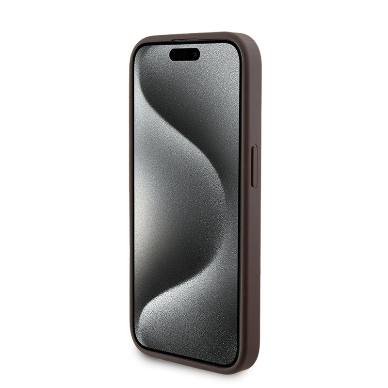 Husa iPhone 15 Pro Guess Hardcase Powerbank MagSafe, maro, GUBPM5P15L4GEMGW