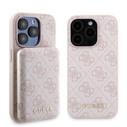 Husa iPhone 15 Pro Guess Hardcase Powerbank MagSafe, roz, GUBPM5P15L4GEMGP