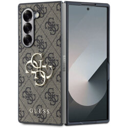 Husa Samsung Galaxy Z Fold6 Guess Leather 4G Metal Logo, maro, GUHCZFD64GMGBR