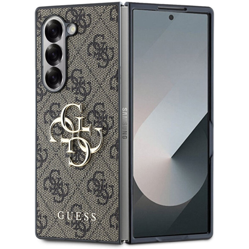 Husa Samsung Galaxy Z Fold6 Guess Leather 4G Metal Logo, maro, GUHCZFD64GMGBR