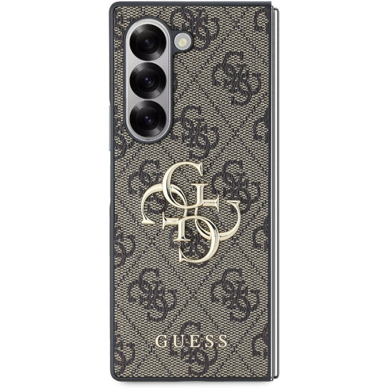 Husa Samsung Galaxy Z Fold6 Guess Leather 4G Metal Logo, maro, GUHCZFD64GMGBR