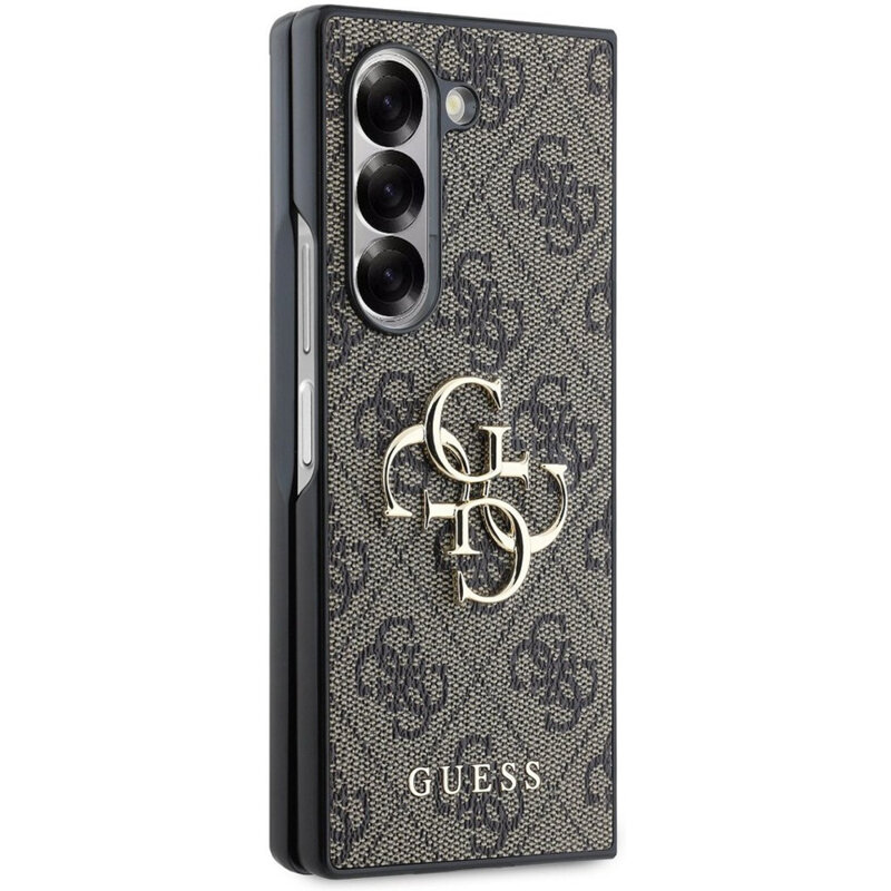 Husa Samsung Galaxy Z Fold6 Guess Leather 4G Metal Logo, maro, GUHCZFD64GMGBR