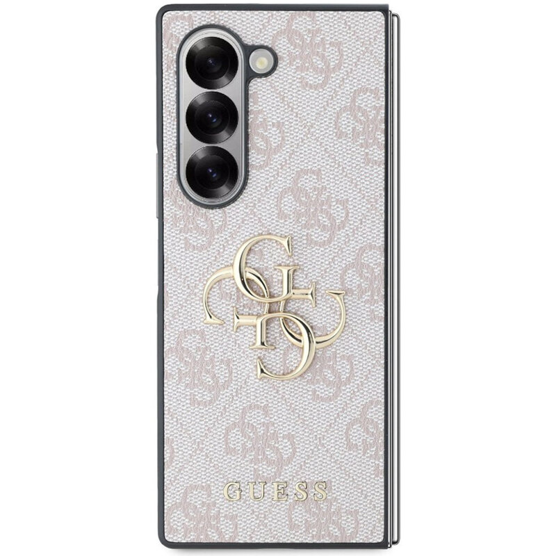 Husa Samsung Galaxy Z Fold6 Guess Leather 4G Metal Logo, roz, GUHCZFD64GMGPI