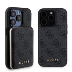 Husa iPhone 15 Pro Guess Hardcase Powerbank MagSafe, negru, GUBPM5P15L4GEMGK