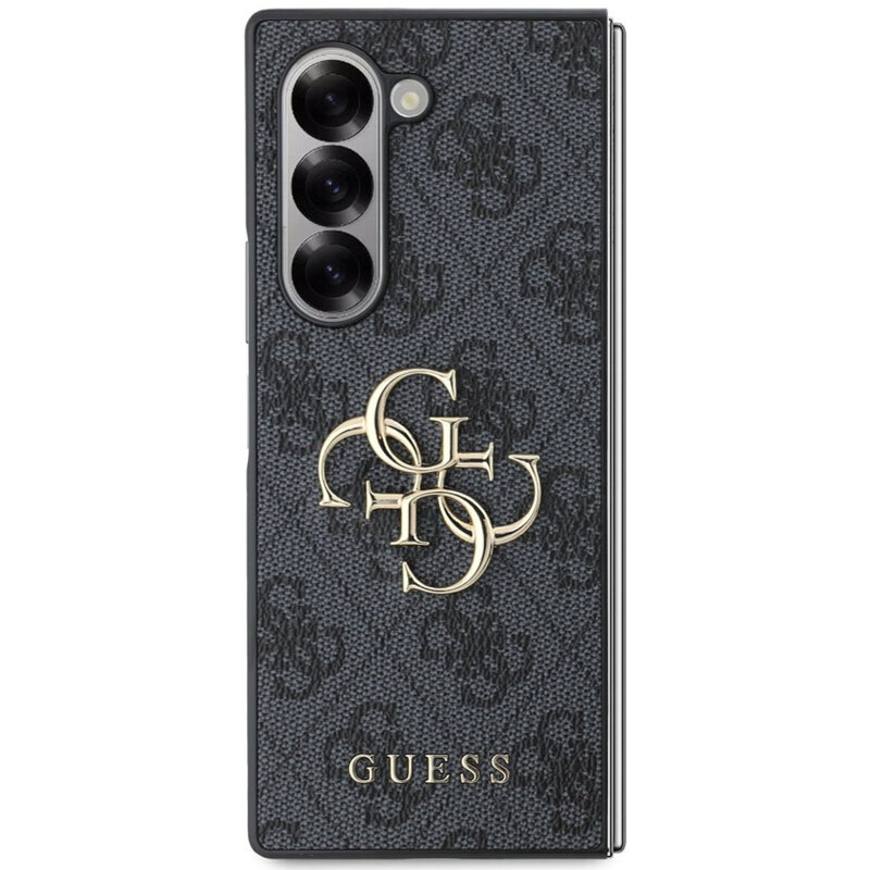 Husa Samsung Galaxy Z Fold6 Guess Leather 4G Metal Logo, negru, GUHCZFD64GMGGR