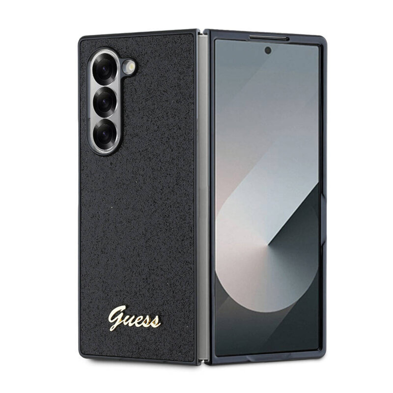 Husa Guess Glitter Script Samsung Galaxy Z Fold6 cu sclipici, negru, GUHCZFD6HGGSHK