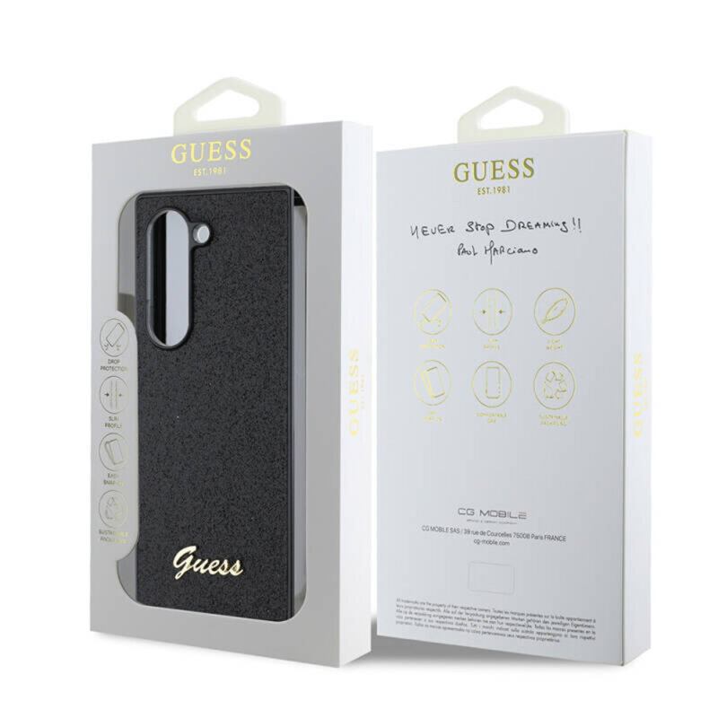 Husa Guess Glitter Script Samsung Galaxy Z Fold6 cu sclipici, negru, GUHCZFD6HGGSHK