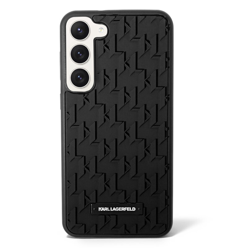 Husa originala Samsung Galaxy S23 Karl Lagerfeld 3D Design, Monogram, negru, KLHCS23SRUPKLPK