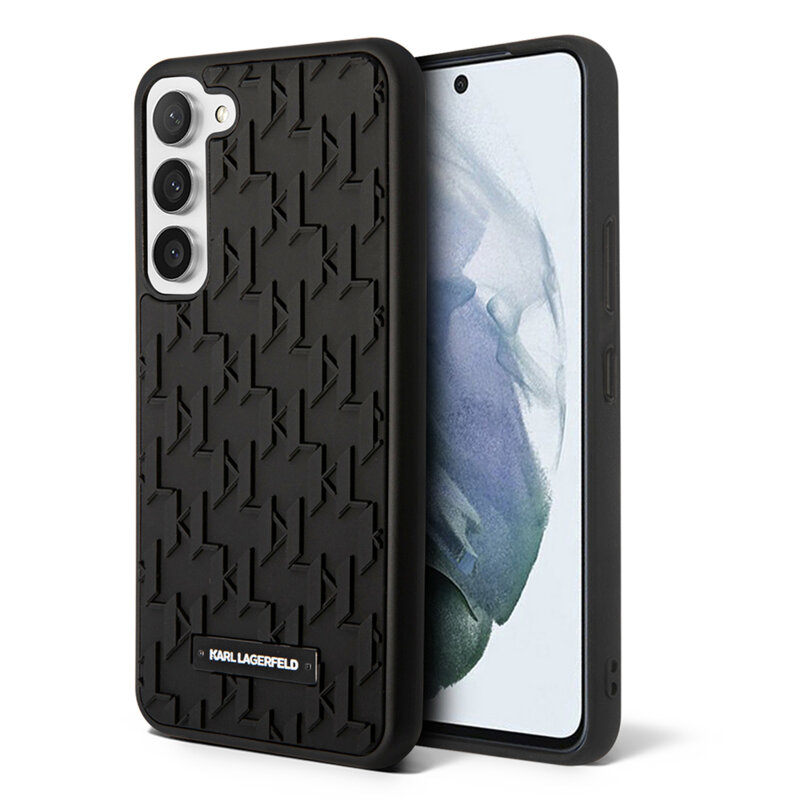 Husa originala Samsung Galaxy S23 Karl Lagerfeld 3D Design, Monogram, negru, KLHCS23SRUPKLPK