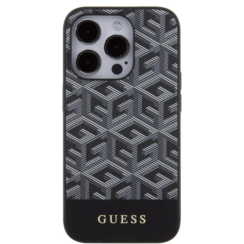 Husa Guess iPhone 15 Pro Max GCube Stripes MagSafe, negru, GUHMP15XHGCFSEK