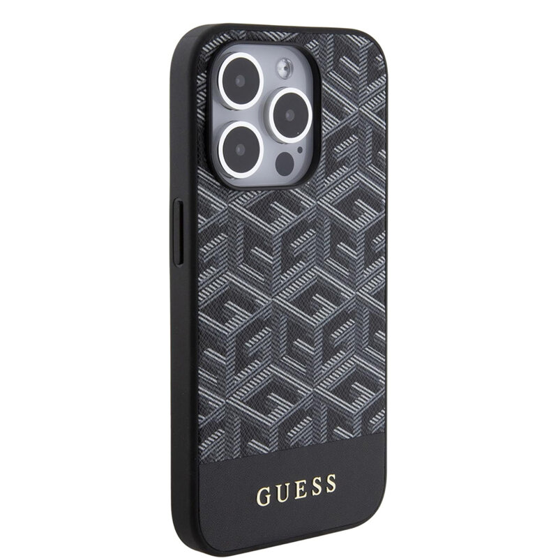 Husa Guess iPhone 15 Pro Max GCube Stripes MagSafe, negru, GUHMP15XHGCFSEK