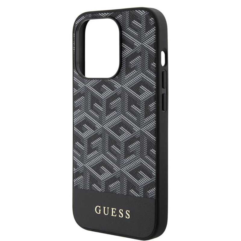 Husa Guess iPhone 15 Pro Max GCube Stripes MagSafe, negru, GUHMP15XHGCFSEK
