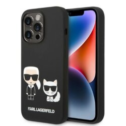 Husa Karl Lagerfeld iPhone 14 Pro Max Silicone Liquid MagSafe, Karl&Choupette, negru, KLHMP14XSSKCK