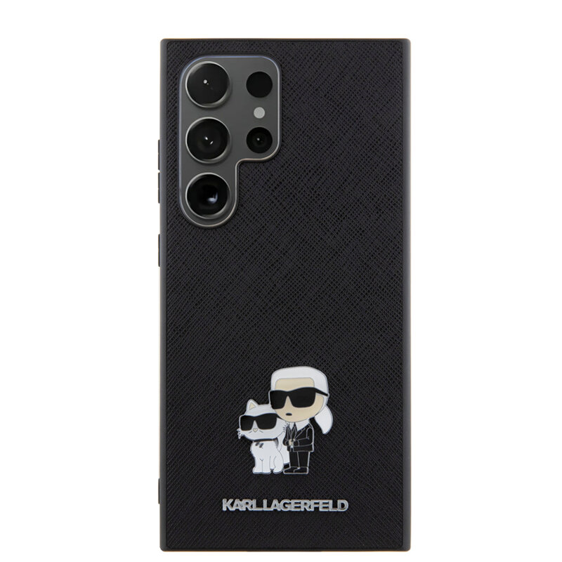 Husa originala Samsung Galaxy S24 Ultra Karl Lagerfeld Saffiano, Karl&Choupette Metal Pin, negru, KLHCS24LPSAKCMPK