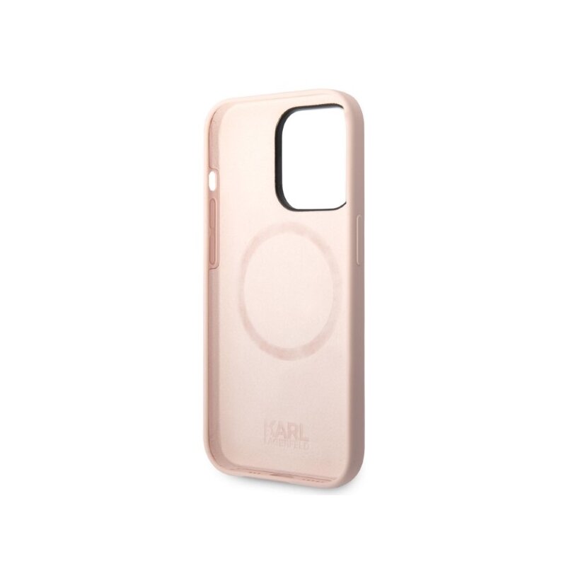 Husa Karl Lagerfeld iPhone 14 Pro Max Silicone MagSafe, Karl&Choupette, roz, KLHMP14XSSKCI