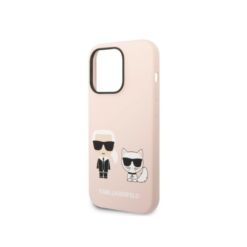 Husa Karl Lagerfeld iPhone 14 Pro Max Silicone MagSafe, Karl&Choupette, roz, KLHMP14XSSKCI