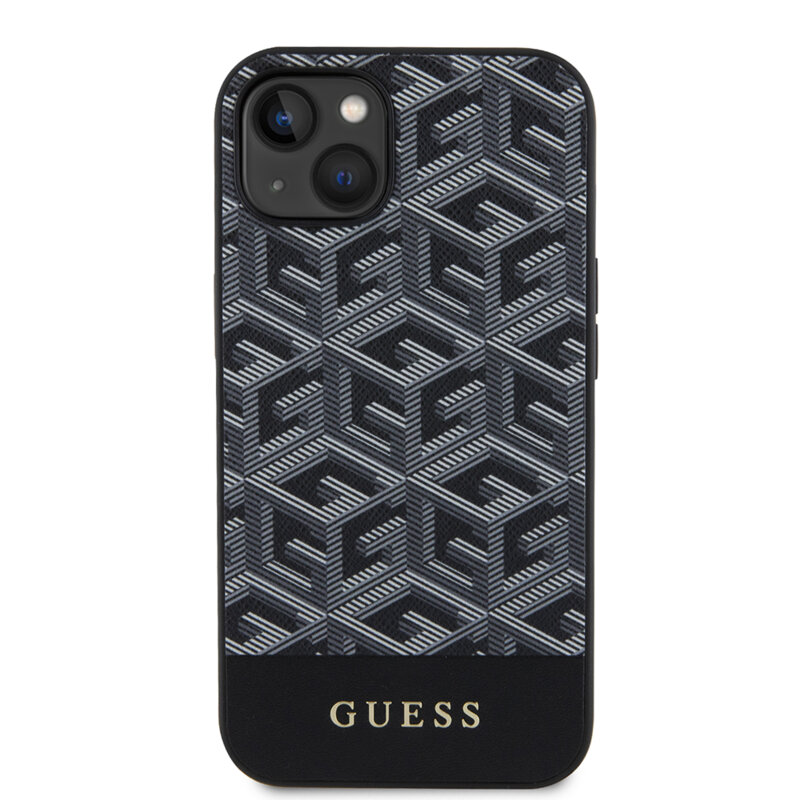 Husa Guess iPhone 15 GCube Stripes MagSafe, negru, GUHMP15SHGCFSEK