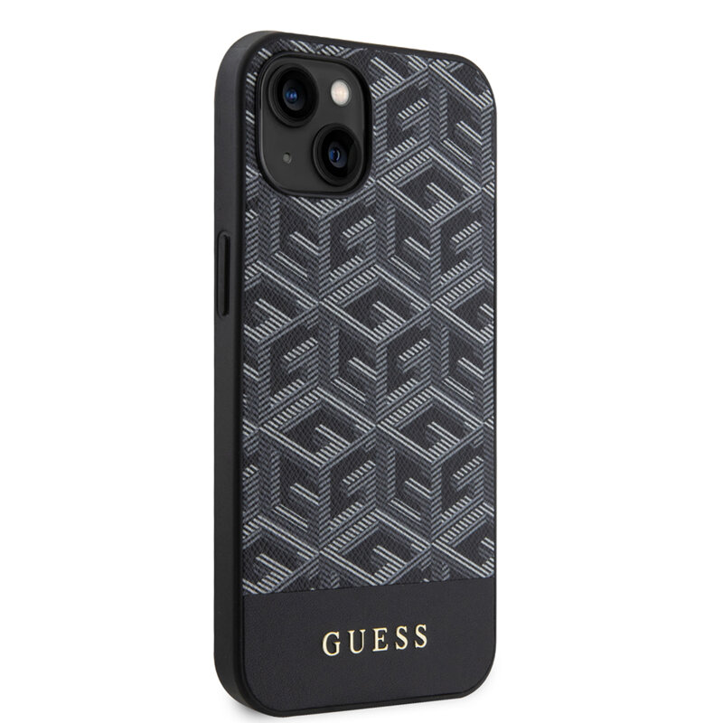 Husa Guess iPhone 15 GCube Stripes MagSafe, negru, GUHMP15SHGCFSEK