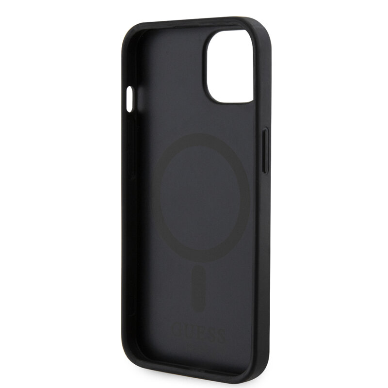 Husa Guess iPhone 15 GCube Stripes MagSafe, negru, GUHMP15SHGCFSEK