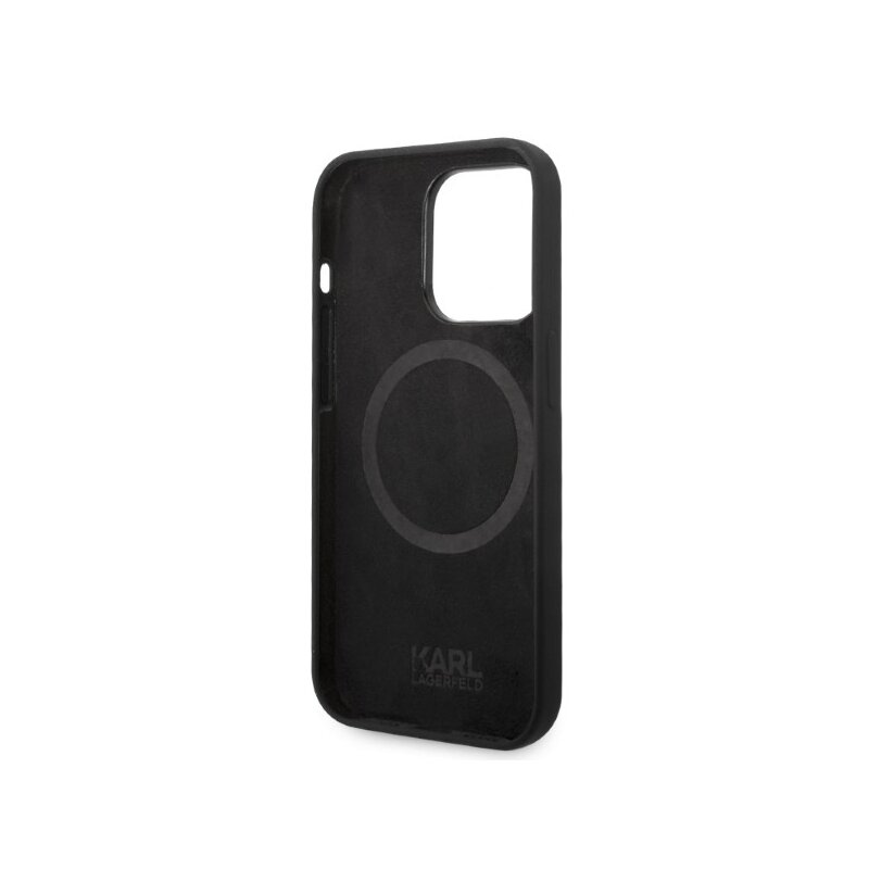 Husa Karl Lagerfeld iPhone 14 Pro Max Silicone MagSafe, Ikonik, negru, KLHMP14XSNIKBCK