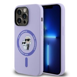 Husa Karl Lagerfeld iPhone 14 Pro Max Silicone Ring MagSafe, Karl&Choupette Heads, mov, KLHMP14XSCMKCRHU