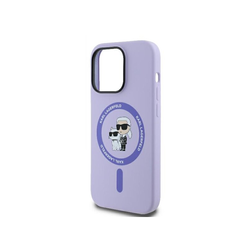 Husa Karl Lagerfeld iPhone 14 Pro Max Silicone Ring MagSafe, Karl&Choupette Heads, mov, KLHMP14XSCMKCRHU
