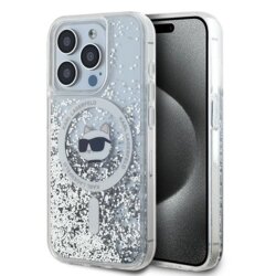 Husa Karl Lagerfeld iPhone 14 Pro Max Liquid Glitter MagSafe, Choupette Head, clear, KLHMP14XLGCHSGH