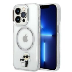 Husa iPhone 14 Pro Max Karl Lagerfeld Hardcase MagSafe, Iconic Karl&Choupette, clear, KLHMP14XHNKCIT