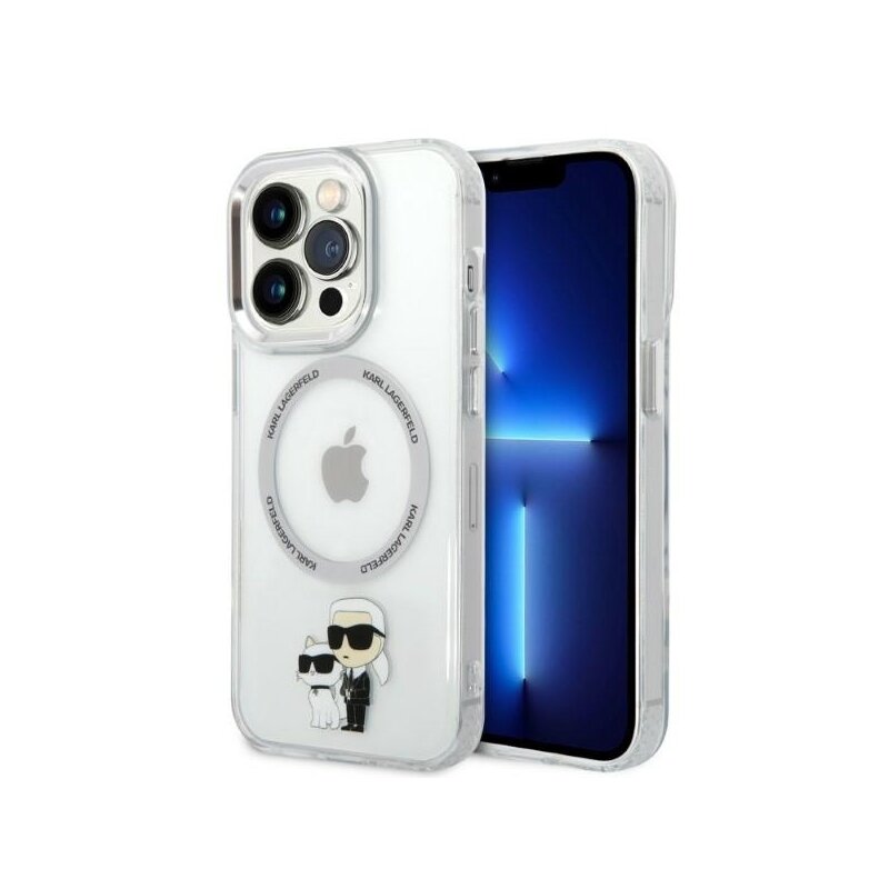 Husa iPhone 14 Pro Max Karl Lagerfeld Hardcase MagSafe, Iconic Karl&Choupette, clear, KLHMP14XHNKCIT