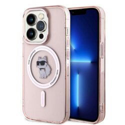 Husa iPhone 14 Pro Max Karl Lagerfeld IML MagSafe, Choupette, roz, KLHMP14XHFCCNOP