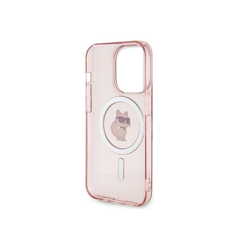 Husa iPhone 14 Pro Max Karl Lagerfeld IML MagSafe, Choupette, roz, KLHMP14XHFCCNOP
