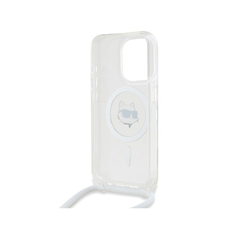 Husa iPhone 14 Pro Max Karl Lagerfeld IML Crossbody MagSafe, Choupette Head&Cord, transparent, KLHMP14XHCCHNT