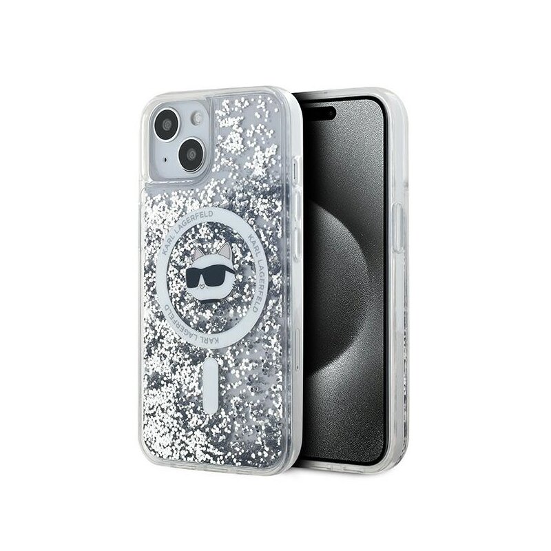 Husa Karl Lagerfeld iPhone 14 Liquid Glitter MagSafe, Choupette Head, clear, KLHMP14SLGCHSGH