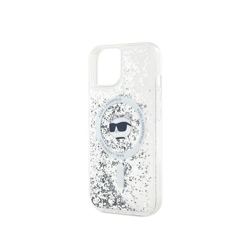 Husa Karl Lagerfeld iPhone 14 Liquid Glitter MagSafe, Choupette Head, clear, KLHMP14SLGCHSGH