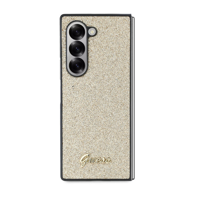 Husa Guess Glitter Script Samsung Galaxy Z Fold6 cu sclipici, auriu, GUHCZFD6HGGSHD