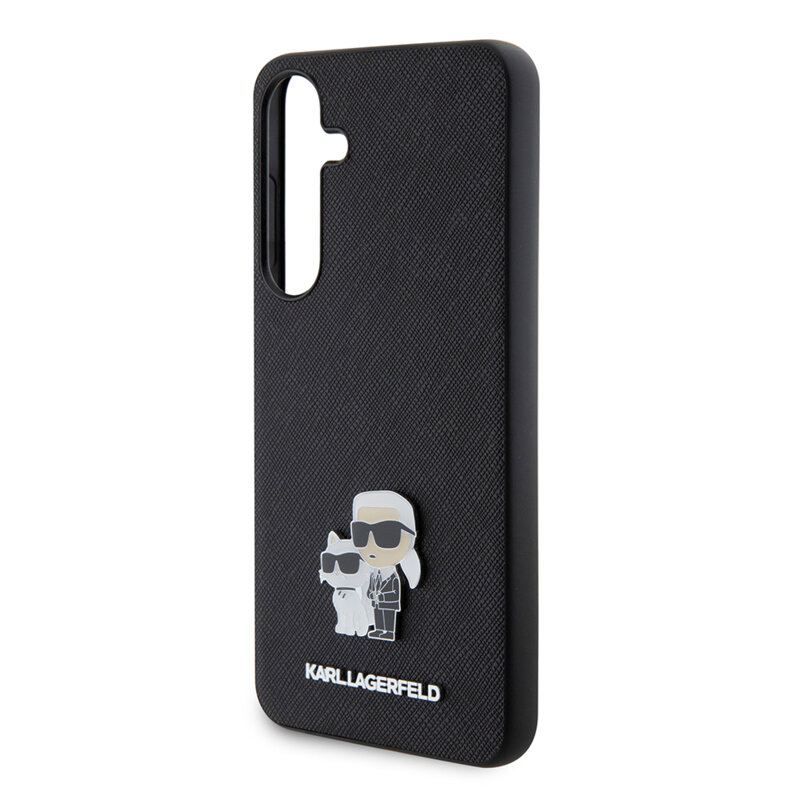 Husa originala Samsung Galaxy S24 Plus Karl Lagerfeld Saffiano, Karl&Choupette Metal Pin, negru, KLHCS24MPSAKCMPK