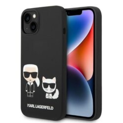 Husa Karl Lagerfeld iPhone 14 Plus Silicone Liquid MagSafe, Karl&Choupette, negru, KLHMP14MSSKCK